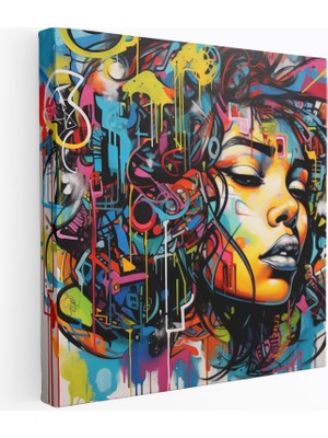 Popcas Şehir Grafiti Neo Ekspresyonist Sanat Tarzı Dekoratif Kanvas Tablo