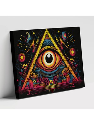 Popcas Canlı Illuminati Temalı Aydınlatıcı Çağdaş Tasarım Dekoratif Kanvas Tablo