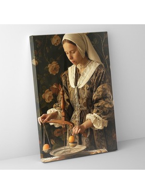 Popcas Johannes Vermeer Sanatı Terazi Tutankadın Sanatsal Dekorasyonu Dekoratif Kanvas Tablo
