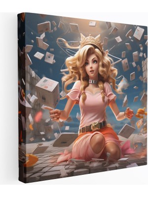 Popcas Prenses Peach'in Etkileşimli Soru Blokları ve Güç Artırıcılar Arasında Şahane Kanvas Tablo