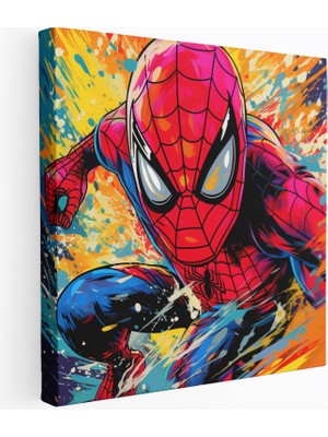 Popcas Örümcek Adam Temalı Pop Sanat Illüstrasyonu Modern Sanat Tasarımı Kanvas Tablo