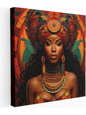 Popcas Sanat Desenli Afrika Mirası Neo Ekspresyonist Dekoratif Kanvas Tablo