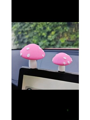 himi bijuteri aksesuar 2'li Pembe Mantarlar Plastik Dikiz Aynası Süsü Ayna Süsü Araç Içi Araba Süsü Torpido Süsü Araç Oto Aksesuar