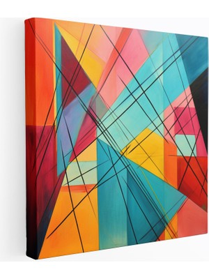 Popcas Motivasyon Temalı Abstrakt Geometrik Tasarım Canlı Renkler ile Modern Sanat Duvar Tablosu