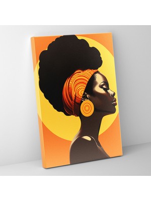 Popcas ile Sıradışı Afro Siluet Afrikalı Kadın Ifadesi Dekoratif Kanvas Tablo
