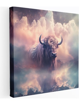Popcas Buffalo Desenli Dijital Sanat Hayalet Figür ile Sıra Dışı Görsellik Duvar Tablosu