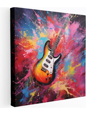 Popcas Metal Müzik Desenli Gitar Riffleri ile Dolu Metallica Tasarımı Kanvas Tablo
