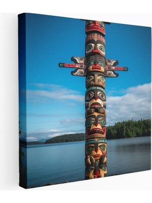 Popcas Majestik Aborijin Totem Direği Aborijin Kültürü ile Modern Sanatı Buluşturan Kanvas Tablo