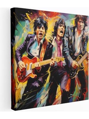 Popcas Rolling Stones Temalı Modern Sanat Dekoratif Kanvas Tablo
