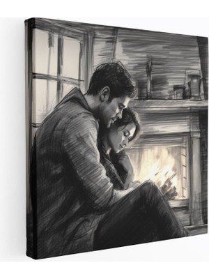 Popcas Romantik Şömine Modern Sanat Kanvas Tablo