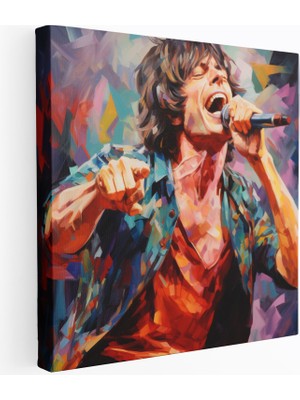 Popcas Mick Jagger Portresi Rolling Stones Modern Sanat Temalı Dekoratif Duvar Tablosu