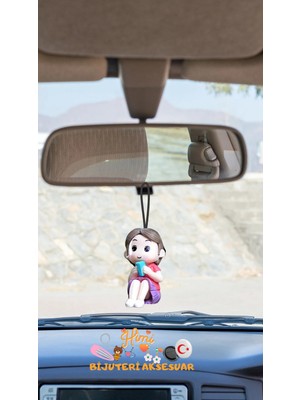 himi bijuteri aksesuar Oturan Kız Plastik Dikiz Aynası Süsü Ayna Süsü Araç Içi Araba Süsü Torpido Süsü Oto Araç Aksesuar