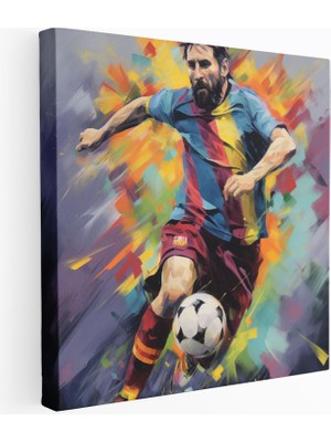 Popcas Temalı Lionel Messi Hareket Halinde Duvar Sanatı Kanvas Duvar Tablosu