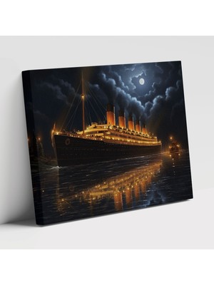 Popcas Romantik Titanic Titanic Ay Işığında Gece Modern Sanat Kanvas Tablo