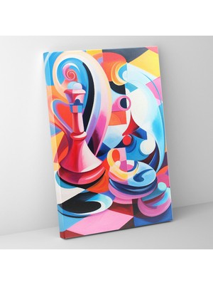 Popcas Dinamik Desenler Modern Sanat ve Satranç Teması Kanvas Tablo