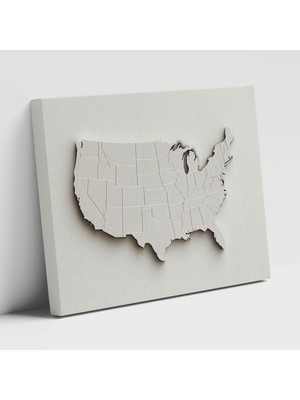 Popcas Minimalist Amerika Birle Devletleri Haritası Modern Sanat ile Tasarım Kanvas Duvar Tablosu