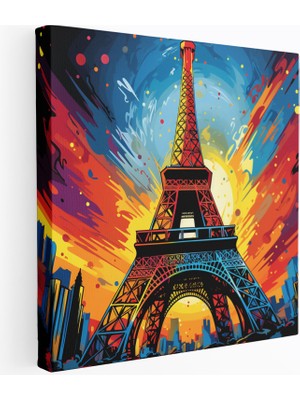 Popcas Eiffel Kulesi Abstrakt Sanat Illüstrasyonu ile Kanvas Duvar Tablosu