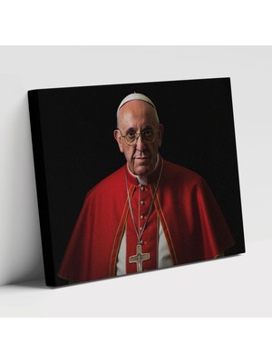 Popcas Vatikan Desenli Papa Francis'in Canlı Portresi ile Dekoratif Duvar Sanatı Kanvas Tablo