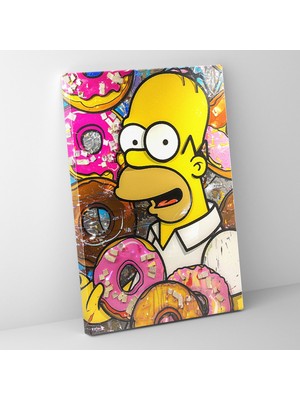 Popcas Abstrakt Donutlar Homer Simpson Dekoratif Kanvas Tablo