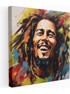 Popcas Reggae Müzisyeni Temalı Abstrakt Ifade Sanatı Kanvas Tablo