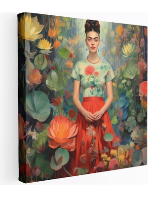 Popcas Meksika Esintili Portre Temalı Surrealist Bitkiler ile Modern Sanat Duvar Tablosu