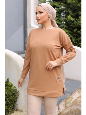 Hace Bazaar Yeni Stil Bej Arma Detay Tunik 10020