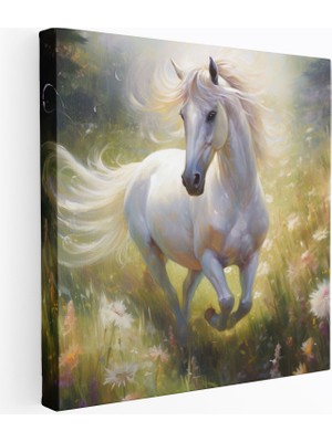 Popcas Yağlı Boya Rüya Çayırı Unicorn Unicorn Temalı Kanvas Duvar Tablosu