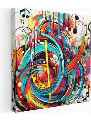 Popcas Funky Müzik Enerjik Ritimler ve Renk Tonlu Desenler Duvar Tablosu