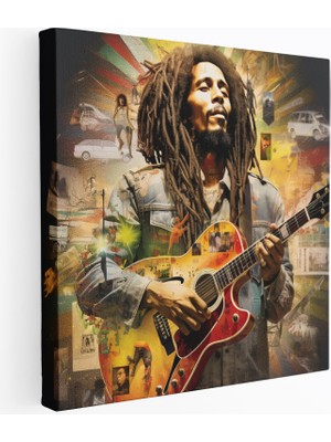 Popcas Müzikal Yolculuk Koleksiyonu Reggae Müzisyeni Motifli Modern Sanat Kanvas Tablo