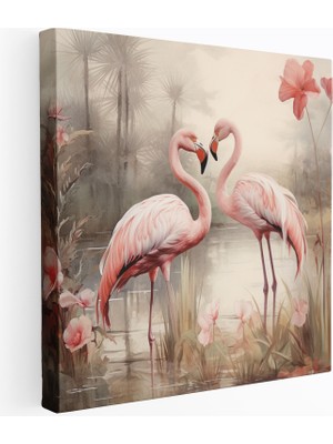 Popcas Retro Flamingo / ile Eşsiz Flamingo Görselliği Duvar Tablosu