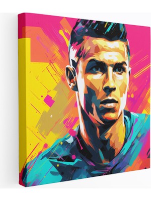Popcas ile Cristiano Ronaldo Desenli Pop Sanat Canlı Renkler Dekoratif Kanvas Tablo