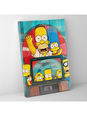 Popcas Nostaljik Tv Set The Simpsons Temalı Modern Sanat Kanvas Duvar Tablosu