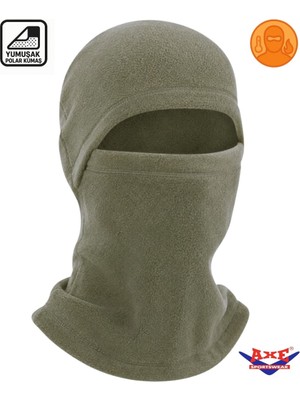 Axe Sportswear Nano Yeşil Unisex Kışlık Termal Polar Kar Maskesi Balaclava Kayak Motorsiklet Motorcu Kask Bere