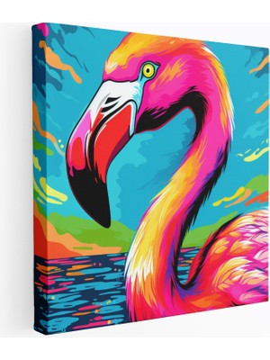 Popcas Flamingo Temalı Modern Sanat Nostaljik Esintili Dekoratif Kanvas Tablo