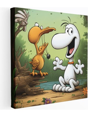 Popcas Snoopy Snoopy ve Woodstock Karikatür Tarzı Illüstrasyon Duvar Tablosu