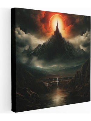 Popcas Yüzüklerin Efendisi Temalı Dijital Sanat Mordor Manzaralı Kanvas Duvar Tablosu