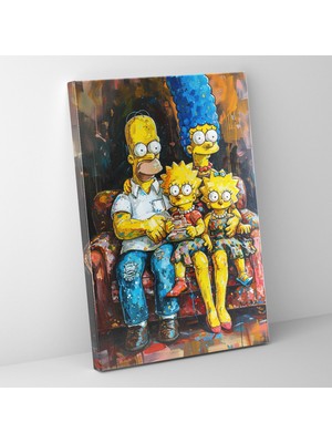 Popcas The Simpsons Canlı Renkler Dekoratif Kanvas Tablo