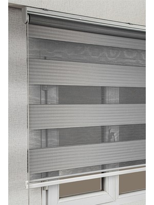 Bizden Perde Pileli Gri Zebra Stor Kaliteli Güneşlik Perdeler