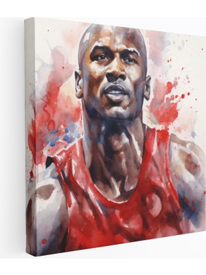 Popcas Michael Jordan Portre Suluboya Stili Modern Sanat Dekoratif Kanvas Tablo