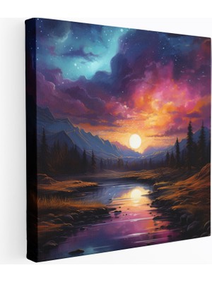 Popcas Gece Gökyüzü Patlaması Gece Gökyüzü Renkleri Decoratif Kompozisyon Kanvas Tablo