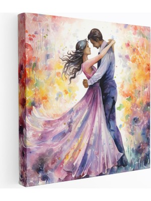 Popcas Çiçek Ahenk Romantik Suluboya Illüstrasyon Dekoratif Kanvas Tablo