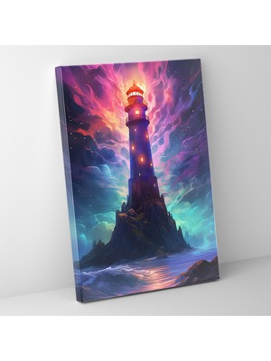 Popcas Gelecek Temalı Deniz Feneri Modern Sanat ile Dijital Rendeleme Kanvas Duvar Tablosu