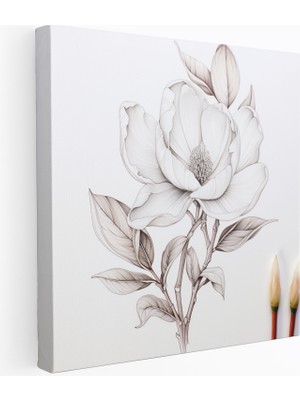 Popcas Detaylı Botanik Magnolia Duvar Tablosu
