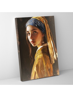 Popcas Johannes Vermeer Inci Küpeli Kız Temalı Modern Dekoratif Kanvas Tablo