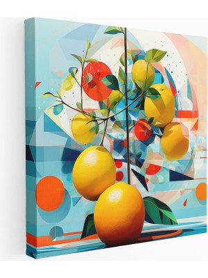 Popcas Çağdaş Limon Ağacı Dijital Sanat Limon Ağacı Temalı Çarpıcı Tasarım Kanvas Duvar Tablosu