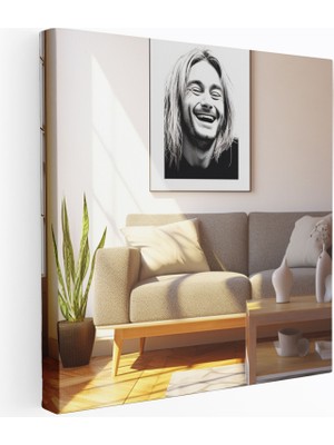 Popcas Kurt Cobain Ikonik Gülümseme Modern Sanat Tarzında Tasarım Kanvas Tablo