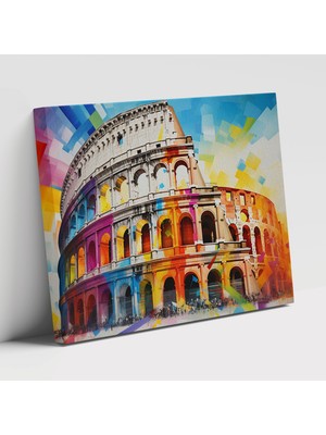 Popcas Colosseum Enerji Geometrik Abstrakt Sanat Roma Motifli Kanvas Duvar Tablosu