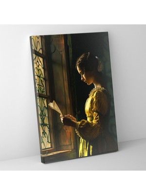 Popcas Johannes Vermeer Mektup Okuyan Kadın Kanvas Tablo