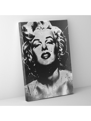 Popcasso Geleneksel Hollywood Portresi Siyah Beyaz Portre Pop Art Temalı Kanvas Duvar Tablosu