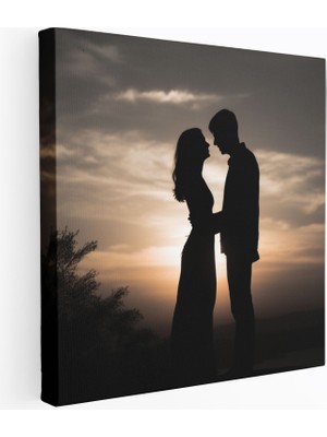 Popcas Romantik Günbatımı Silueti Duvar Tablosu
